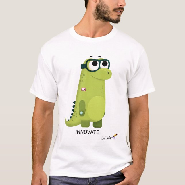 Camiseta Dinosaurio verde con vidrio | INNOVAR - Por diseño (Anverso)