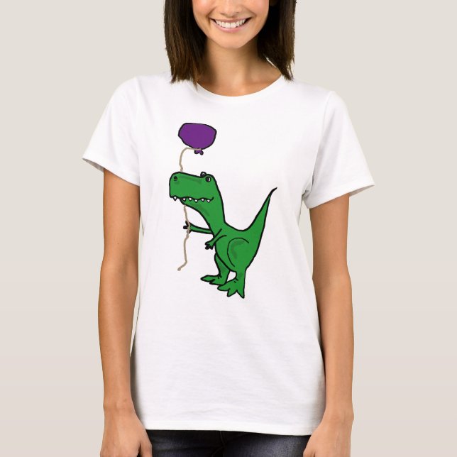 Camiseta Dinosaurio verde divertido de Trex que sostiene el (Anverso)