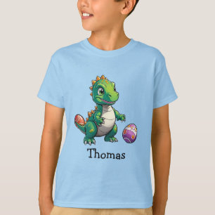 Camiseta Dinosaurio verde dulce con huevos de Pascua
