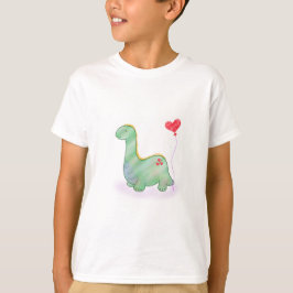 Camiseta Dinosaurio verde lindo con globo cardíaco |
