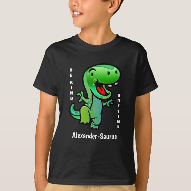 Camiseta Dinosaurio verde sé amable Chica personalizado (Anverso)