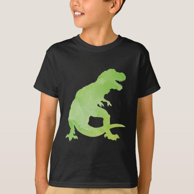 Camiseta Dinosaurio verde T-Rex de la acuarela de los niños (Anverso)
