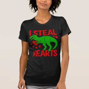 Camiseta Dinosaurio verde Valentine I Robar corazones