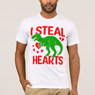Camiseta Dinosaurio verde Valentine I Robar corazones