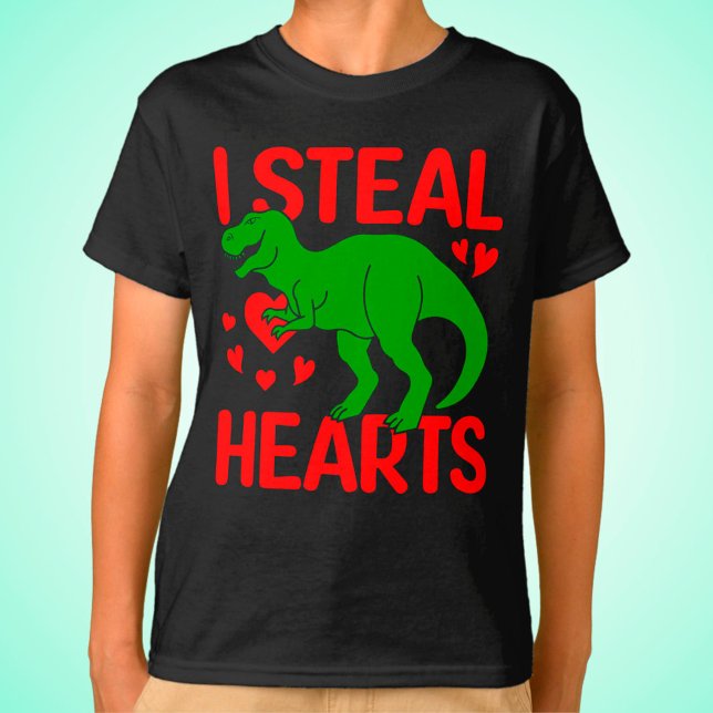 Camiseta Dinosaurio verde Valentine I Robar corazones (Subido por el creador)