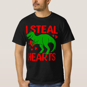 Camiseta Dinosaurio verde Valentine I Robar corazones
