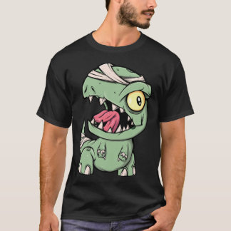 Camiseta Dinosaurio Zombie Rex Para Niños Momia Halloween