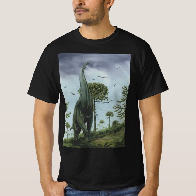 Camiseta Dinosaurios antiguos, Sauroposeidon con pájaros vo (Anverso)