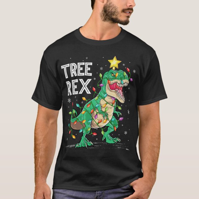 Camiseta Dinosaurios Árbol de Navidad Rex Pajamas Hombres N (Anverso)