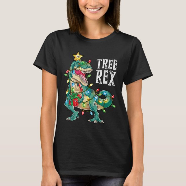 Camiseta Dinosaurios Árbol de Navidad Rex Pajamas Hombres N (Anverso)