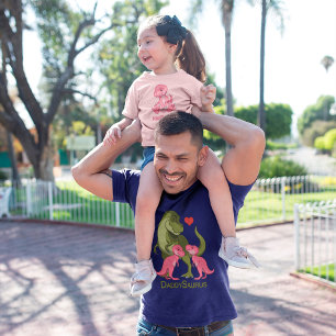 Camiseta Dinosaurios bizcogíes y T-Rex verde Daddy Saurus