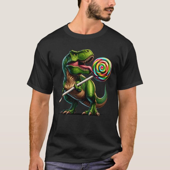 Camiseta Dinosaurios Comen Lollipop Candy Lover Para Niños (Anverso)