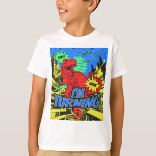 Camiseta Dinosaurios Comic Book Boy Cumpleaños