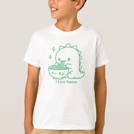 Camiseta Dinosaurios comiendo fideos Ramen Kawaii personali