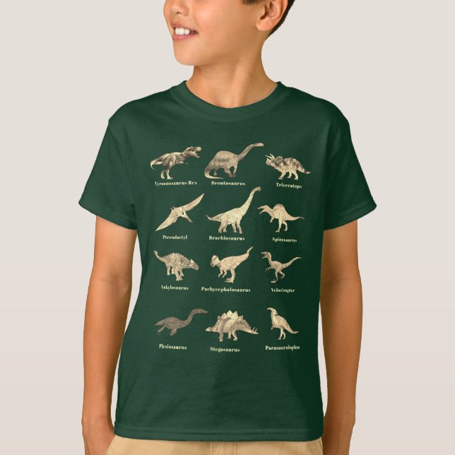 Camiseta Dinosaurios con nombres (Anverso)