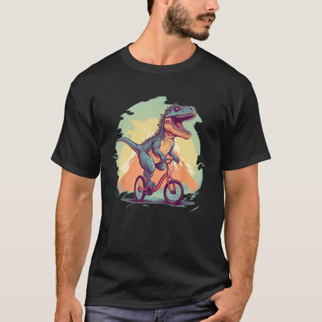 Camiseta Dinosaurios con pedal y rueda para bicicleta (Anverso)
