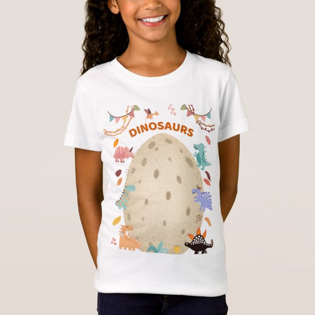 Camiseta Dinosaurios de acuarela adorable con huevo de Dino (Anverso)