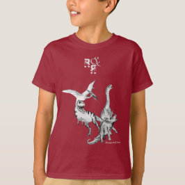 Camiseta Dinosaurios de Acuarela Niños Juegan y Rugen