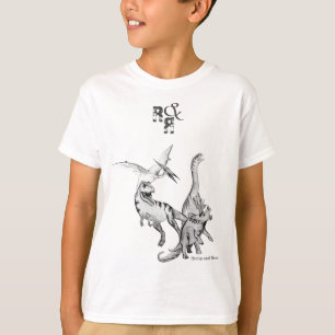 Camiseta Dinosaurios de Acuarela Niños Juegan y Rugen