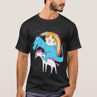 Camiseta Dinosaurios de cerdo guineanos montando Rainbo niñ