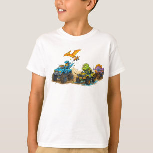 Camiseta Dinosaurios de dibujos animados lindos conduciendo