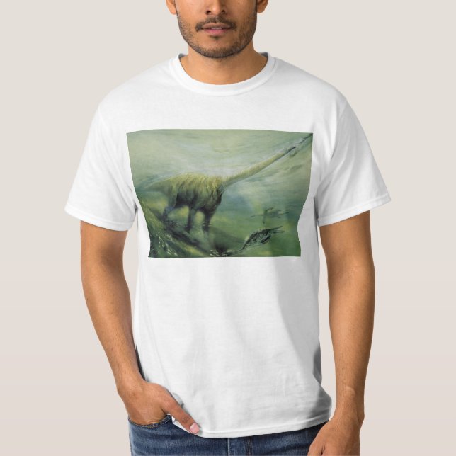 Camiseta Dinosaurios de época, Brachiosaurus nadando en el  (Anverso)