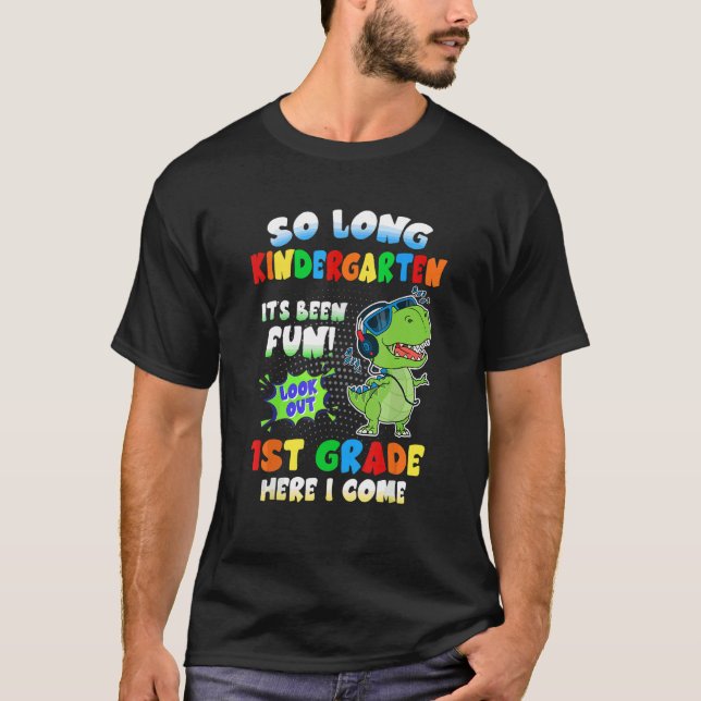 Camiseta Dinosaurios de jardín de infancia de larga duració (Anverso)