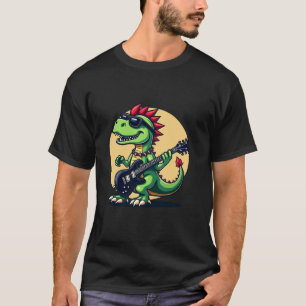 Camiseta Dinosaurios de rock de punk tocando guitarra eléct