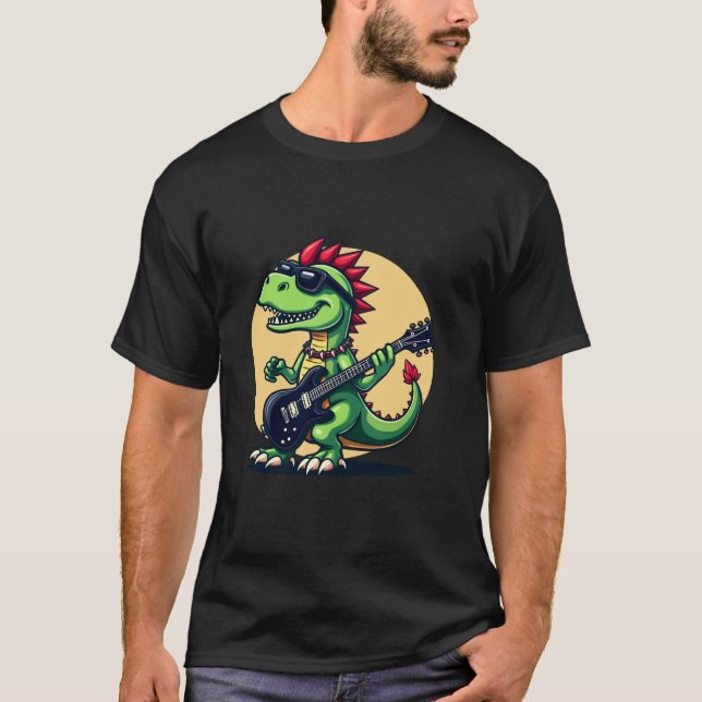 Camiseta Dinosaurios de rock de punk tocando guitarra eléct (Anverso)