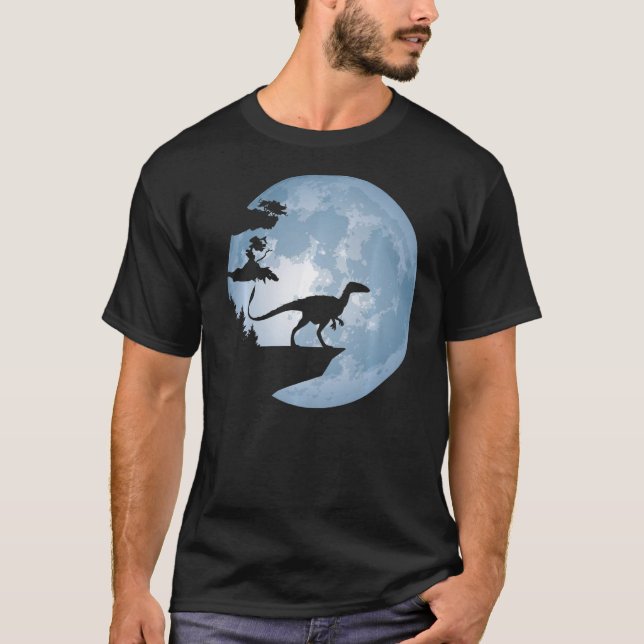 Camiseta Dinosaurios de silueta de luna llena de dinosaurio (Anverso)