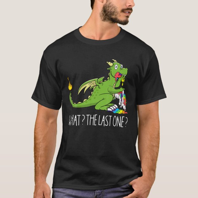 Camiseta Dinosaurios del Dragón Arcoiris Comen Un Unicornio (Anverso)