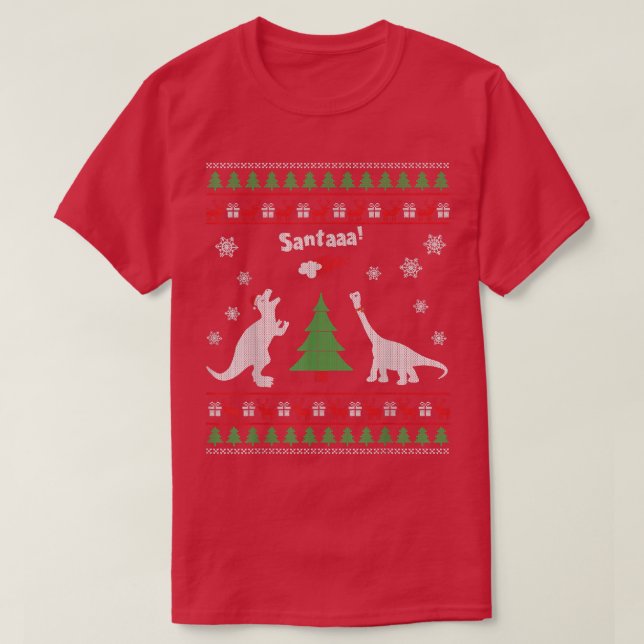 Camiseta Dinosaurios divertidos y Navidades Santa Fea Sweat (Diseño del anverso)