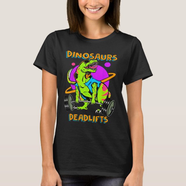 Camiseta Dinosaurios Divertidos Y Pesas De Levantamiento De (Anverso)