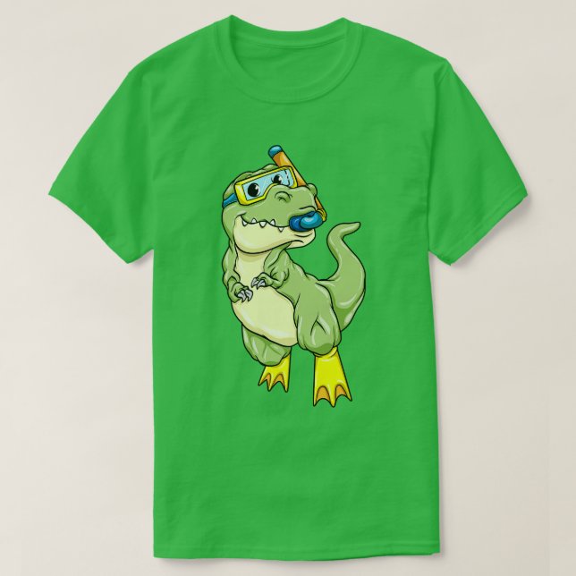 Camiseta Dinosaurios en buceo con gafas de natación (Diseño del anverso)