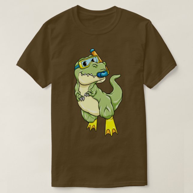 Camiseta Dinosaurios en buceo con gafas de natación (Diseño del anverso)