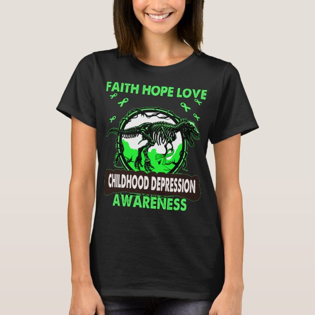 Camiseta Dinosaurios Fe Esperanza de Amar la DEPRESIÓN INFA (Anverso)