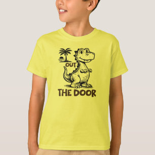 Camiseta Dinosaurios Fuera de la Puerta para Niños