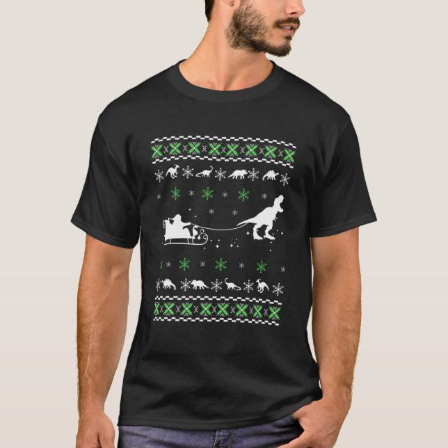 Camiseta Dinosaurios Funny Navidades Feo Dulces Regalos Par (Anverso)