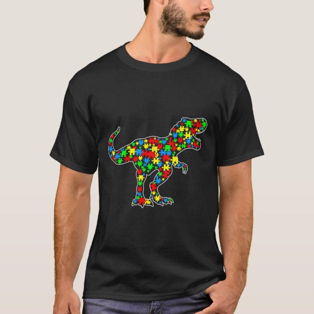 Camiseta Dinosaurios Funny Puzzle Animals Autism Awareness (Anverso)