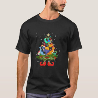 Camiseta Dinosaurios Iluminación de árbol de Navidad Cute S