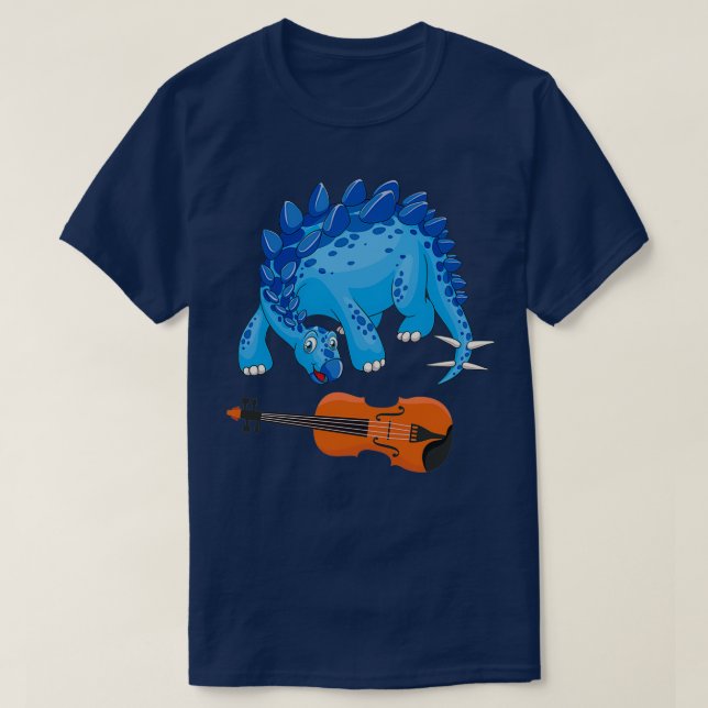 Camiseta Dinosaurios Jugando Violín Divertido Violin (Diseño del anverso)