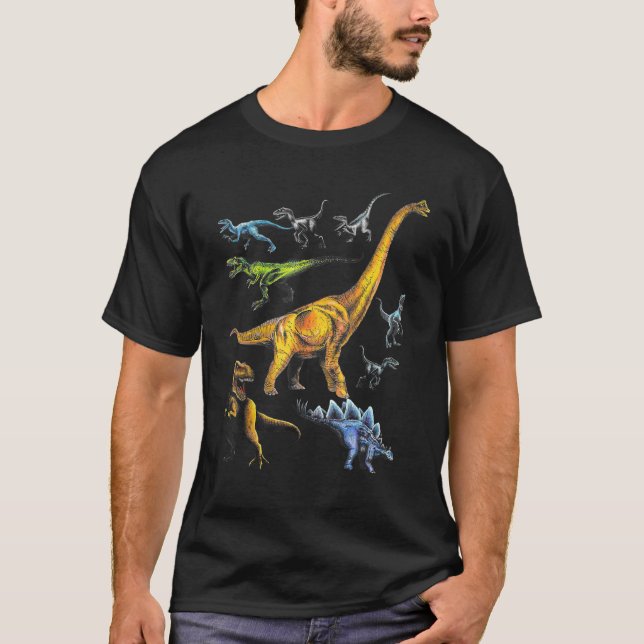 Camiseta Dinosaurios Jurásicos Rex Raptor Stegosaurus (Anverso)