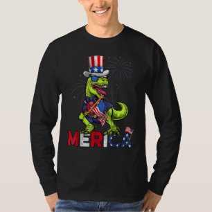 Camiseta Dinosaurios Márica Hombres Bandera Americana Rex 4