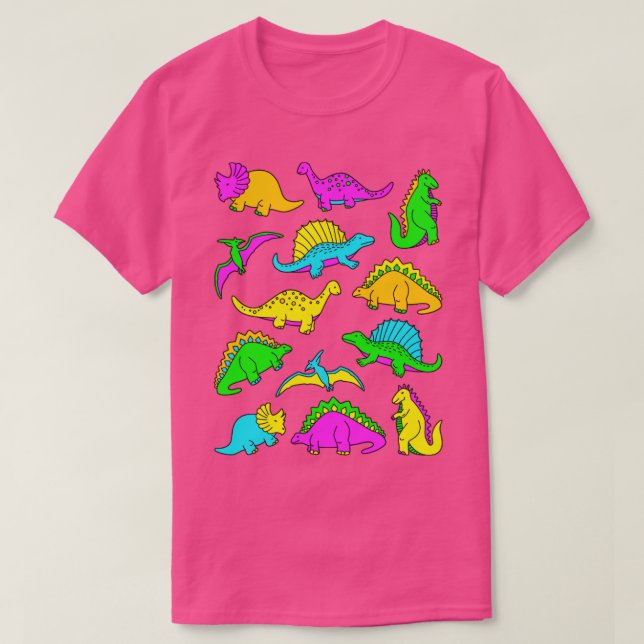 Camiseta Dinosaurios neones (Diseño del anverso)