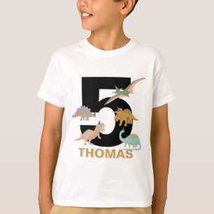 Camiseta Dinosaurios Niños Boho Cumpleaños Edad Nombre Dino