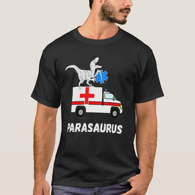 Camiseta Dinosaurios paramédicos cuidado Ambulancia Dino em (Anverso)