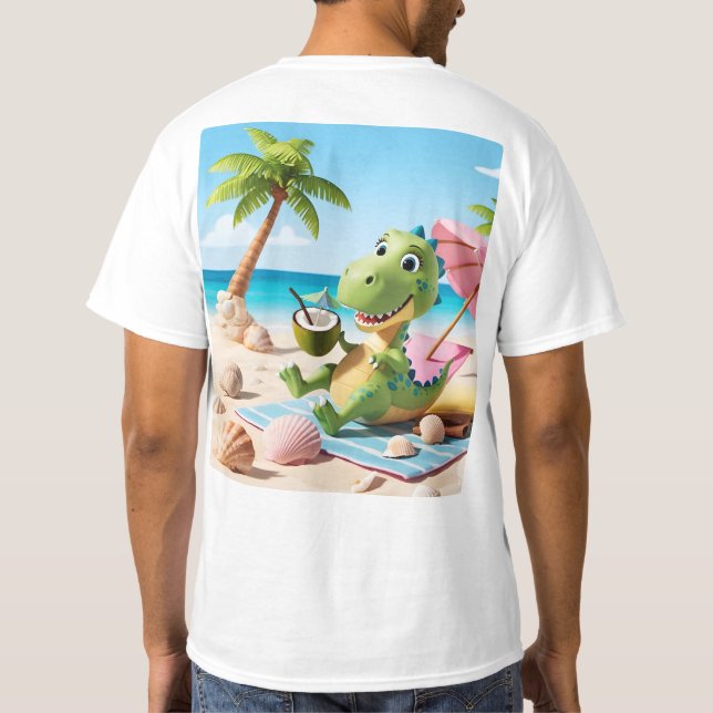 Camiseta Dinosaurios Personalizados íntimos relajándose en  (Reverso)