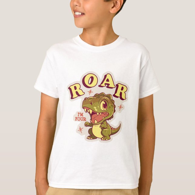 CAMISETA DINOSAURIOS PERSONALIZADOS NIÑOS CUMPLEAÑOS ROAR Q (Anverso)