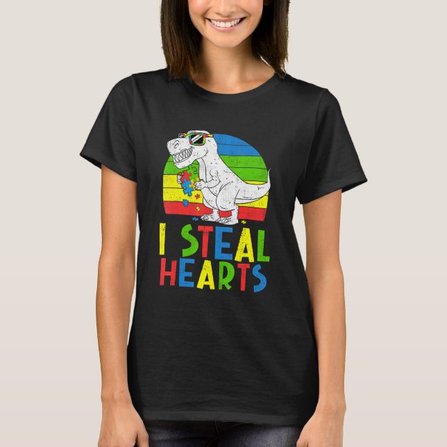 Camiseta Dinosaurios Rex Roba Corazones Rompecabezas Concie (Anverso)