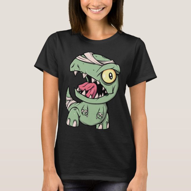 Camiseta Dinosaurios Rex Zombie para niños Mummy Halloween (Anverso)